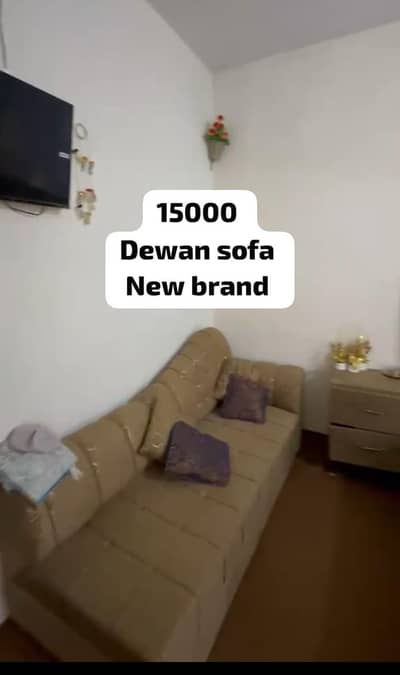 new dewan sofa,bed with matres 1 side tabel, touch mirror, almari