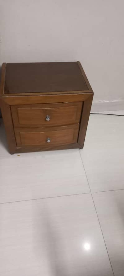 2 single bed with side table and almira