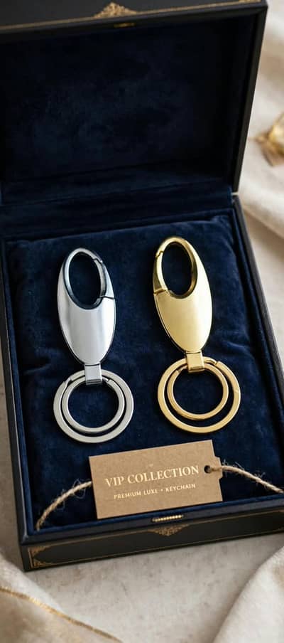 VIP Collection Premium Luxe Metal Keychain Set (Gold & Silver)