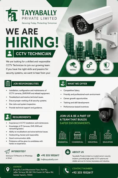 CCTV TECHNICIAN REQUIRED