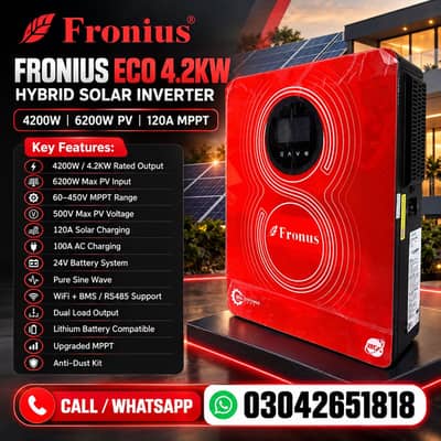 Fronus Eco 4.2KW Hybrid Solar Inverter | 4200W | 6200W PV | 120A MPPT