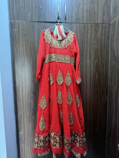 Red Gold Heavy Embellished 3 Piece Pakistani Wedding Formal Dress