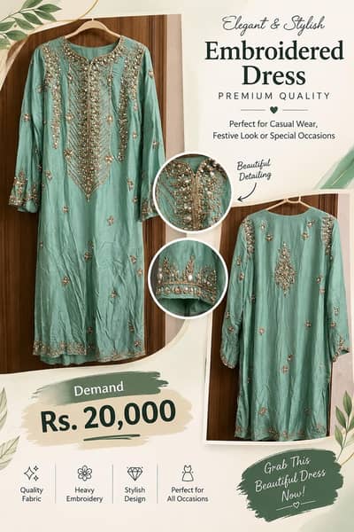 Elegant Embroidered Dress | Premium Handwork | Beautiful Design