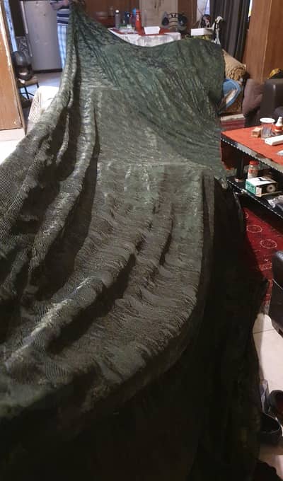 23 x 9 Feet Double Layer Olive Lace Curtains (Almost New)