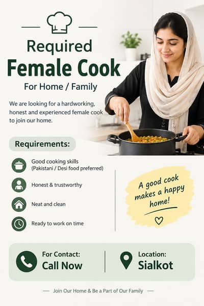 Required Female Cook