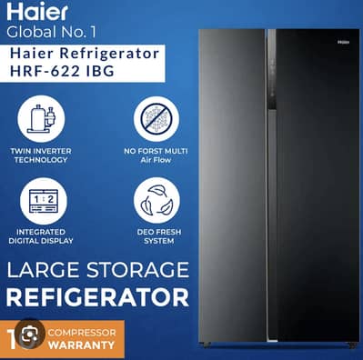 Haier double door Refrigerator HRF-622IBG NEW box pack