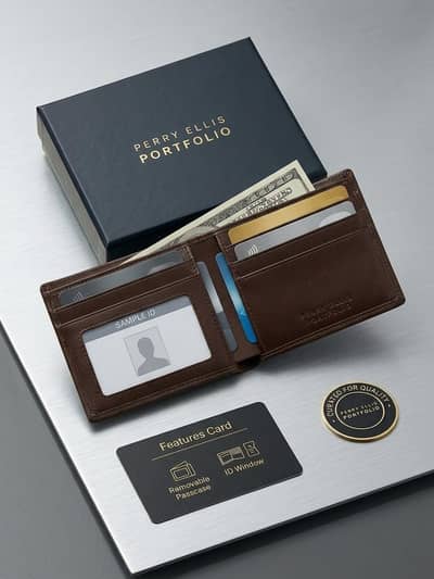 Perry Ellis Portfolio Men's Leather Passcase Wallet