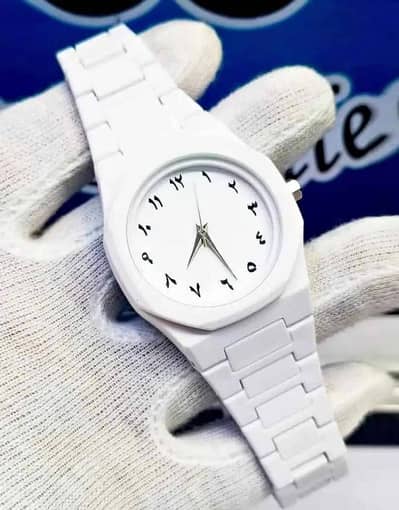 Premium Minimalist White Arabic Dial Watch - Unisex Stylish Quartz Wri