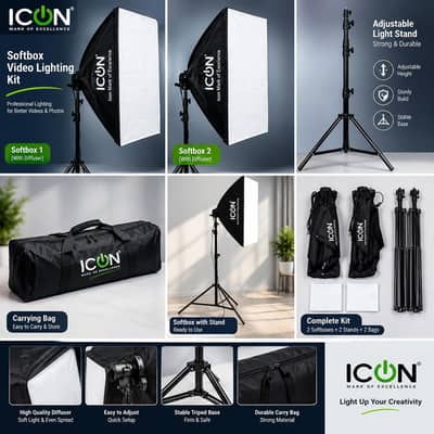 Studio Softbox Lighting Kit with Stand & 41W Osaka Bulb