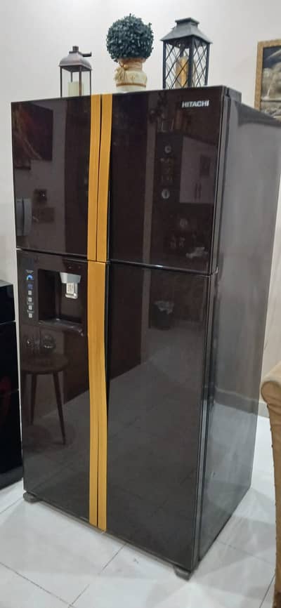 Hitachi Double Door Refrigerator – Premium Black Glossy Finish