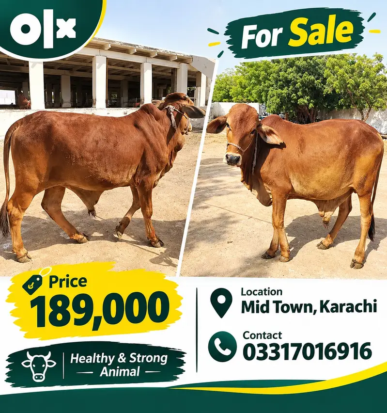 3 Healthy Cattle for Sale | Different Prices | Mid Town Karachi — photo 2