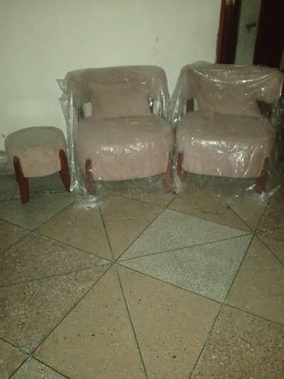 Wooden Sofa Chairs Set | 2 Sofa Chairs+ 1 Single Table | Furniture