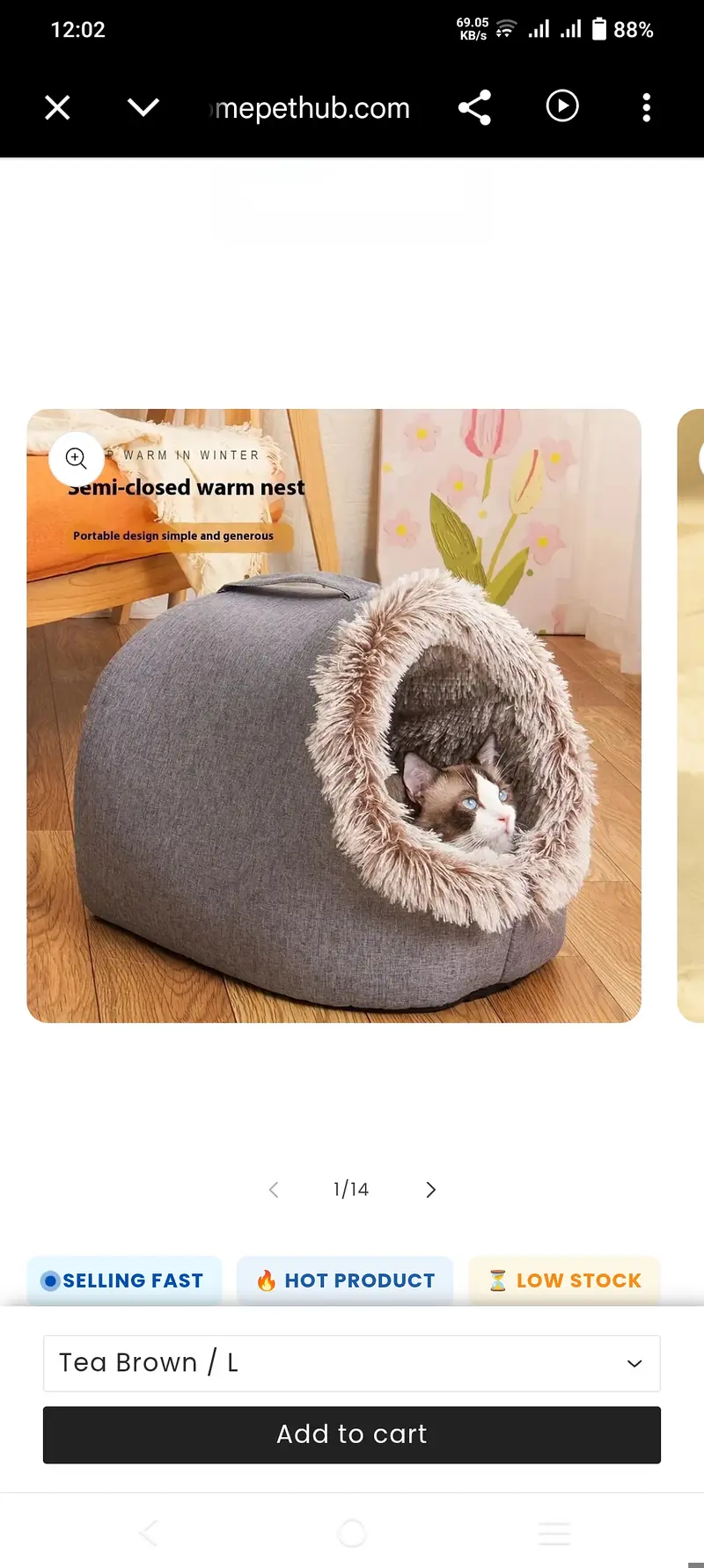 Cozy Pet Cave Bed — photo 3