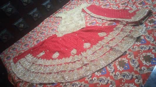 Heavy Bridal Lehenga – Red & Golden – Beautiful Embroidered Work