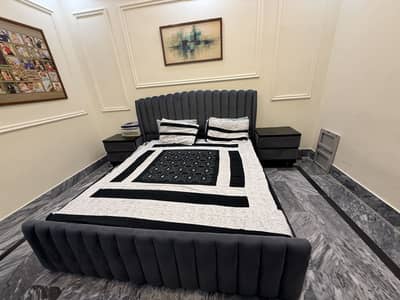 Premium Modern King Size Bed Set with Dressing Table & 2 Side Tables
