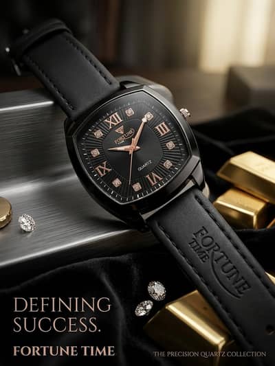 Ladies Premium Black Watch | Rose Gold Dial | Stylish Leather Strap