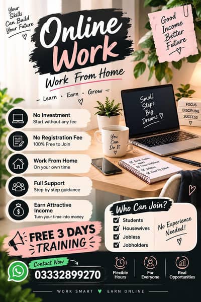 Legit Online Work Without Investment Dm on +92-3332899270