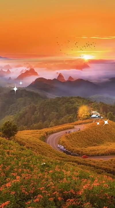 Handmade Golden Mountain Sunset