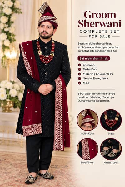 Groom Sherwani Complete Set for Sale