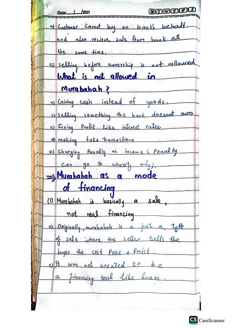 BBA Islamic Finance Notes - Murabahah Study Material 7
