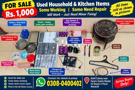 Used Household & Kitchen Items – Rs. 1000