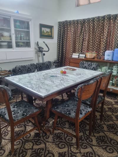 DINING TABLE WITH 6 SET CHAIRS
