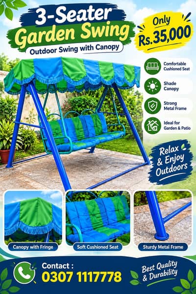 Khubsoorat aur Mazboot 3-Seater Swing (Jhoola) For Sale
