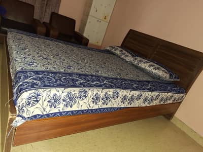 Solid Queen Size Bed Frame + Comfortable Mattress Set