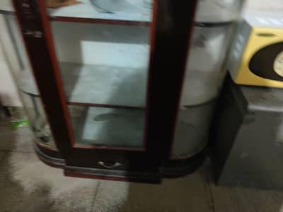 Large Wooden Glass Showcase / Crockery Cabinet – Strong Condition