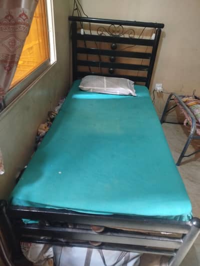 road iron single bed with mattress