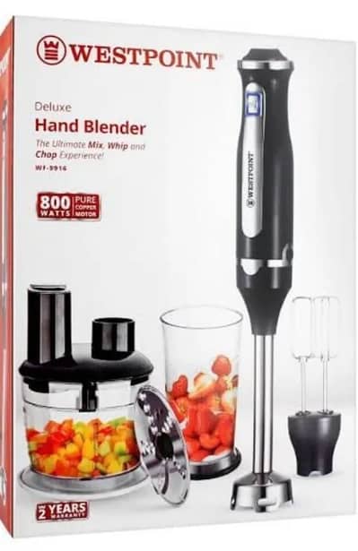 Westpoint WF-9916 3-in-1 Hand Blender | Chopper & Whisk | 800W Powerf