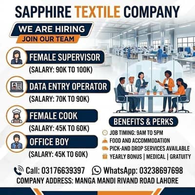 WE ARE HIRING / JOIN OUR TEAM SAPPHIRE TEXTILE COMPANY