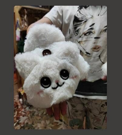 1 pcs cat shaped plush gloves white colored half finger  R5863