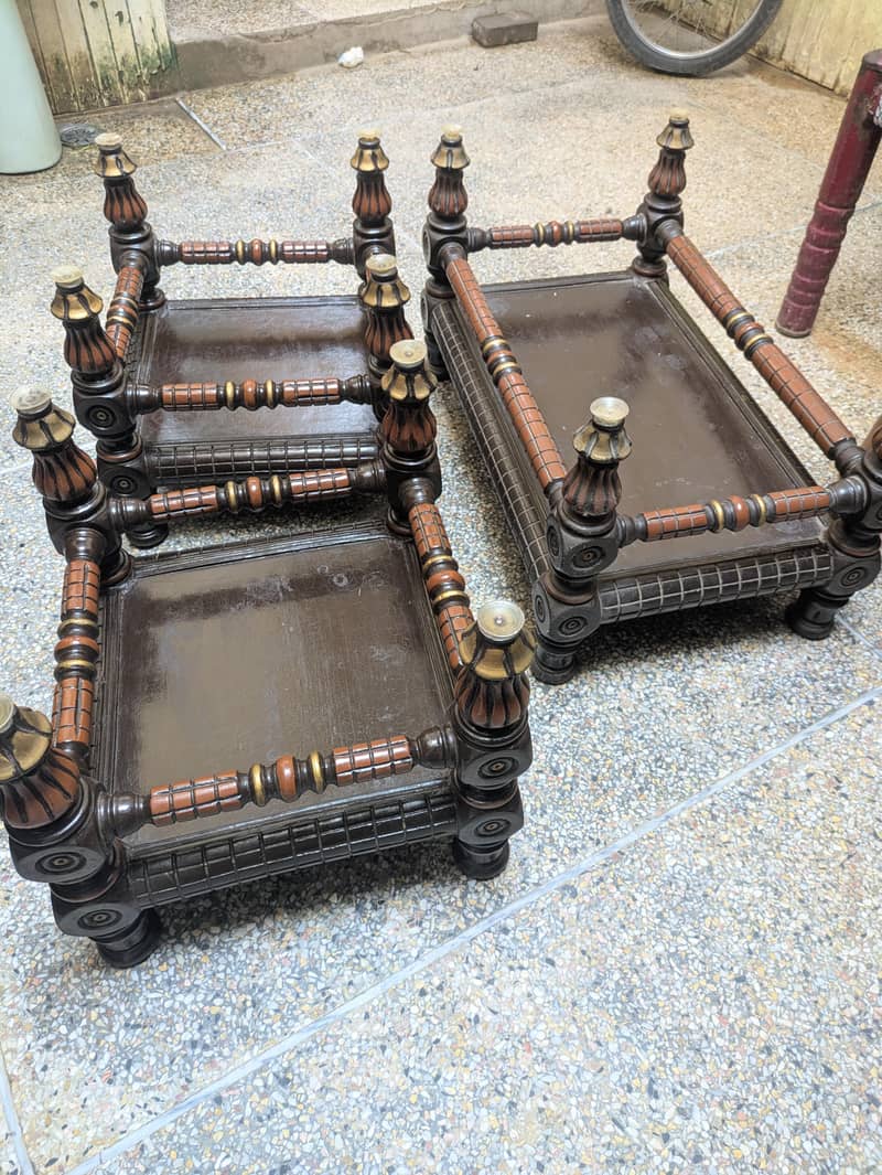 Glass table pure wood,Tea table 3 piece 1