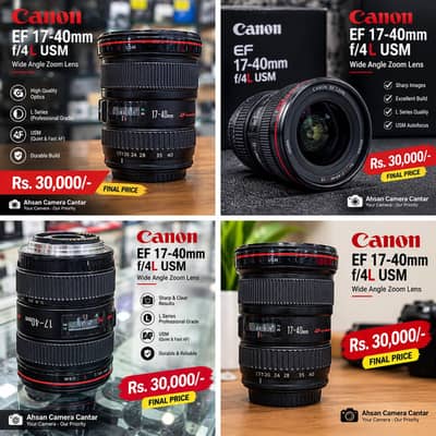 Dslr camera lens Canon EF 17-40mm f/4L USM final 30000/= 03212306356