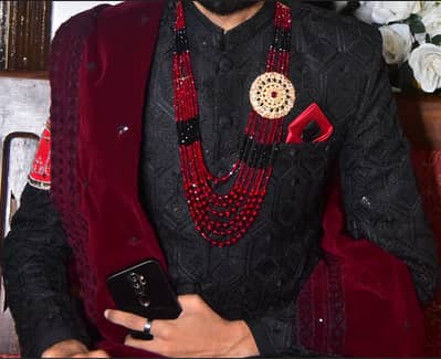 Groom Black Sherwani Complete Set for Sale