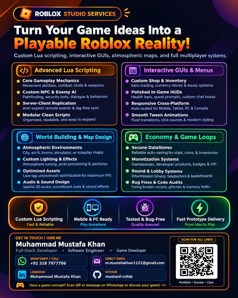 Websites, Academic Projects, & Roblox Game Development 2