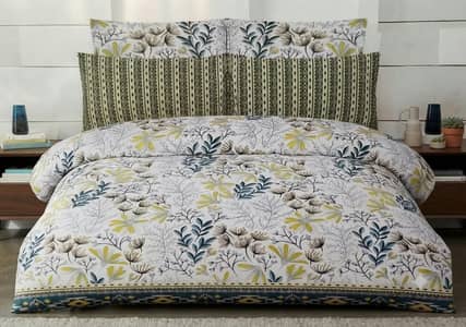 Double King Size Cotton Bed Sheets | 1 Sheet + 2 Pillow