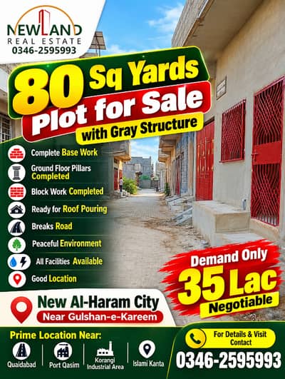 80 Sq yards Plot with Gray structure - New Al-Haram City