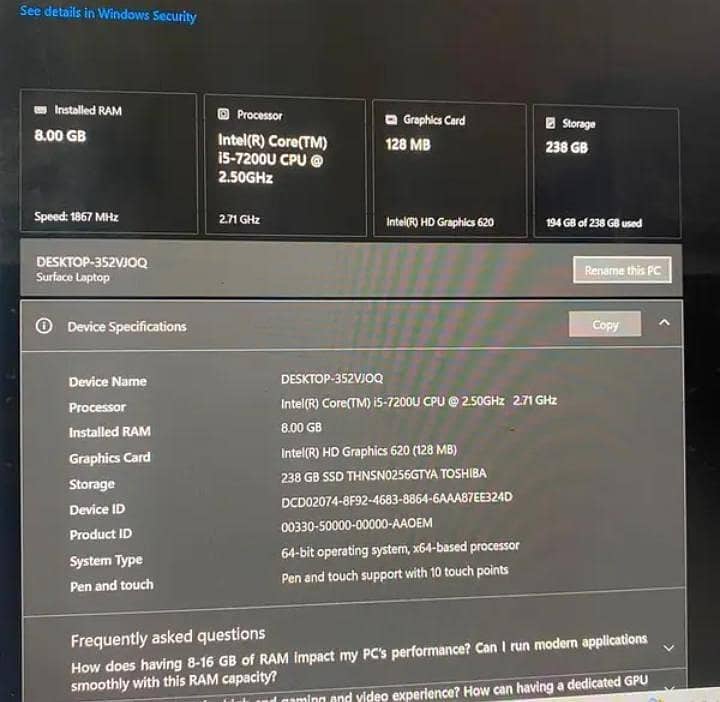 Microsoft surface leptop 2