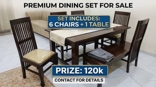 Solid Wood 6-Seater Dining Table Set – Excellent Condition