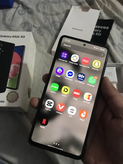 samsung a52s 5g mobile with compete box phone dual sim approved