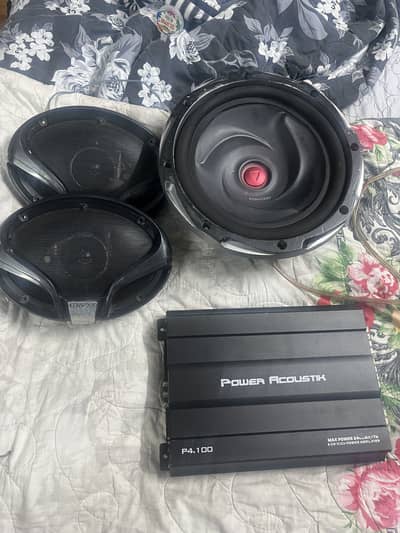 Complete car audio setup-Kenwood subwoofer+ 6x9 speakers + Amplifier