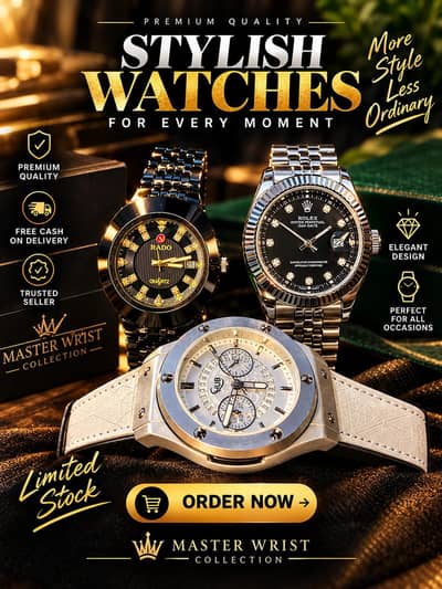 Premium Stainless Steel Designer Men Watch -Free Cash on Delivery