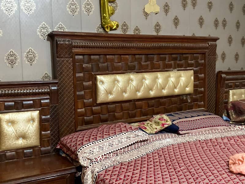 Bed with Side table & Mirror 1