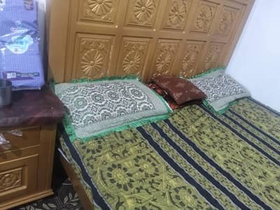 bed set with two side tables and dressing table