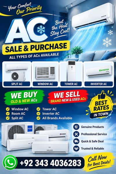 All ac availabl / Old AC / Used AC / Window AC / Split AC Purchaser