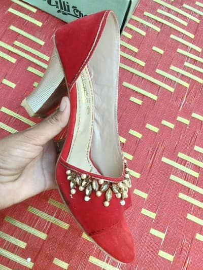Red velvet heels