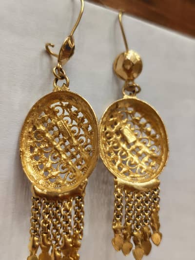 22K Saudi Gold Earrings – Elegant Traditional Design 9.22 grams