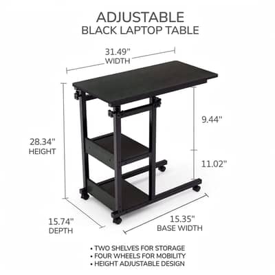 Movable Laptop Table - Adjustable Computer Table